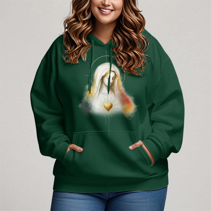 Modern Style Halo Sacred Heart Virgin Mary Fleece Lined Polyester Hoodie - image 13