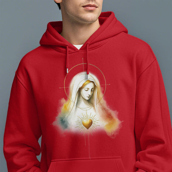 Modern Style Halo Sacred Heart Virgin Mary Fleece Lined Polyester Hoodie - image 19