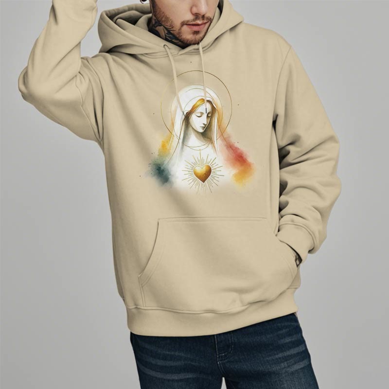 Modern Style Halo Sacred Heart Virgin Mary Fleece Lined Polyester Hoodie - image 9