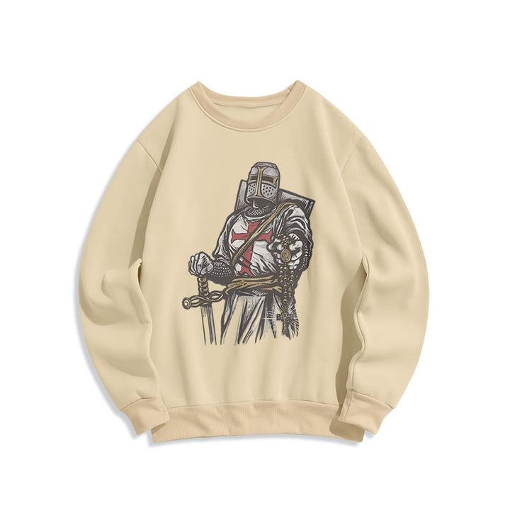 Christianartworkshop Modern Style Crusader's Valor and Faith Fleece Lined Polyester Sweatshirt - Beige - 2XL - image 8