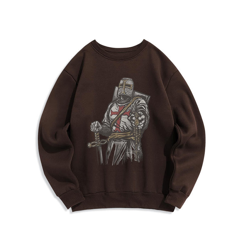Christianartworkshop Modern Style Crusader's Valor and Faith Fleece Lined Polyester Sweatshirt - Brown - 2XL - image 10