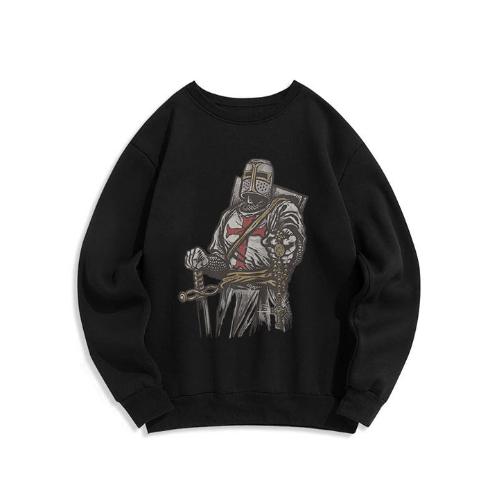 Christianartworkshop Modern Style Crusader's Valor and Faith Fleece Lined Polyester Sweatshirt - Black - 2XL - image 6