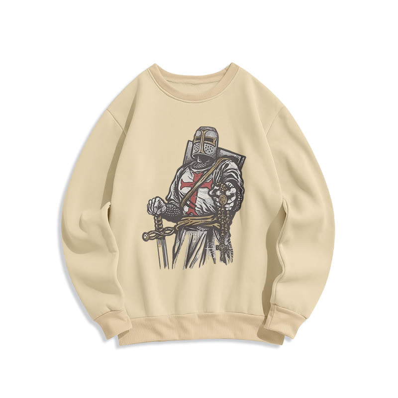 Christianartworkshop Modern Style Crusader's Valor and Faith Fleece Lined Polyester Sweatshirt - Beige - 2XL - image 8