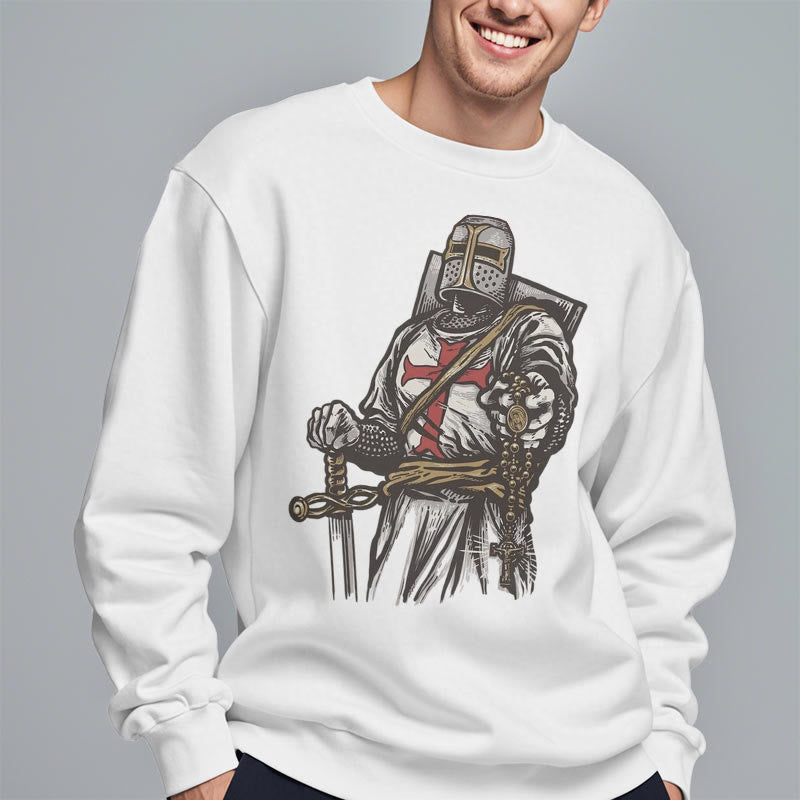 Christianartworkshop Modern Style Crusader's Valor and Faith Fleece Lined Polyester Sweatshirt - image 5