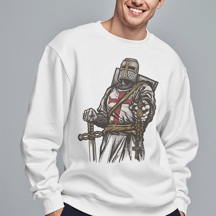 Christianartworkshop Modern Style Crusader's Valor and Faith Fleece Lined Polyester Sweatshirt - image 5