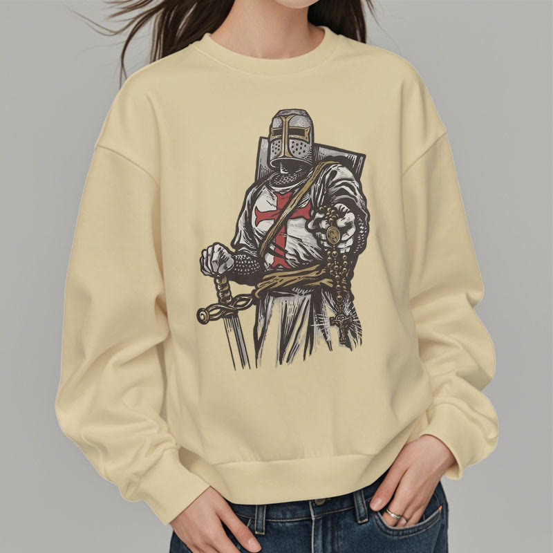 Christianartworkshop Modern Style Crusader's Valor and Faith Fleece Lined Polyester Sweatshirt - image 9