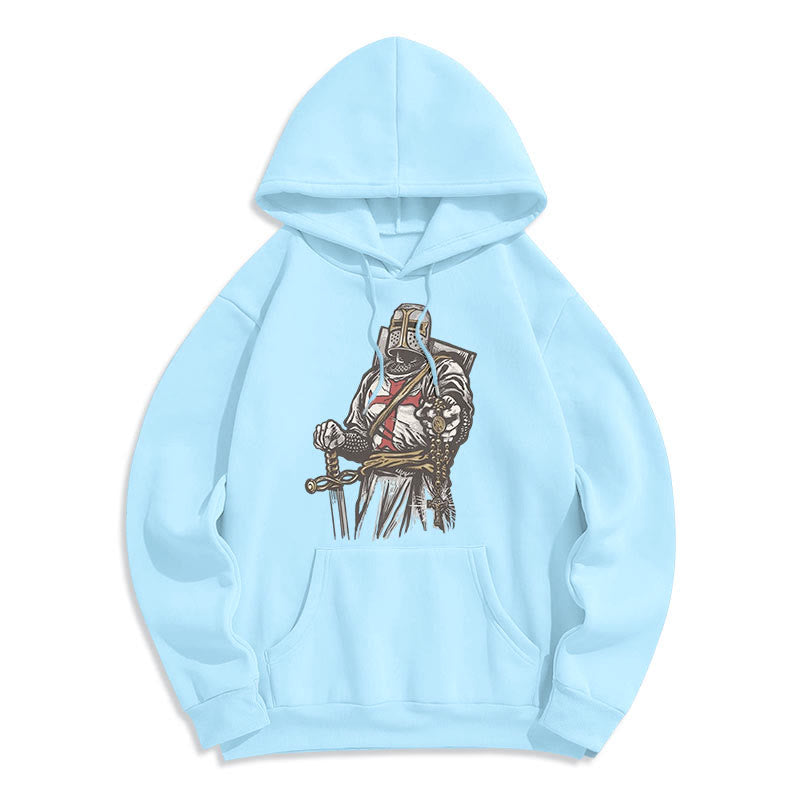 Christianartworkshop Modern Style Crusader's Valor and Faith Fleece Lined Polyester Hoodie - Blue - 2XL - image 14