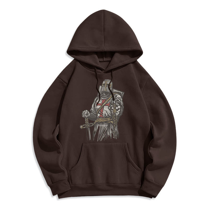 Christianartworkshop Modern Style Crusader's Valor and Faith Fleece Lined Polyester Hoodie - Brown - 2XL - image 10