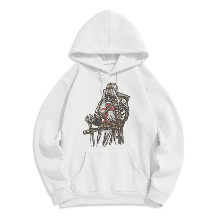 Christianartworkshop Modern Style Crusader's Valor and Faith Fleece Lined Polyester Hoodie - White - 2XL - image 0