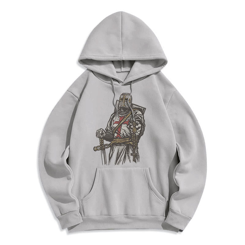 Christianartworkshop Modern Style Crusader's Valor and Faith Fleece Lined Polyester Hoodie - Grey - 2XL - image 16