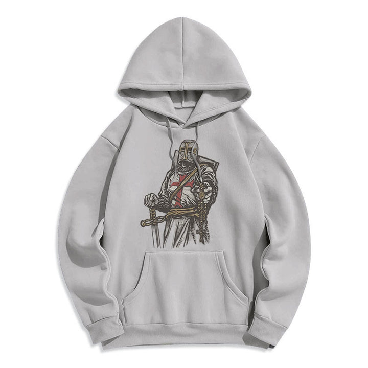 Christianartworkshop Modern Style Crusader's Valor and Faith Fleece Lined Polyester Hoodie - Grey - 2XL - image 16