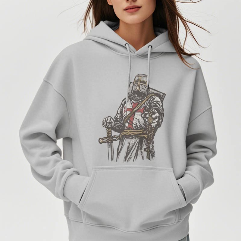 Christianartworkshop Modern Style Crusader's Valor and Faith Fleece Lined Polyester Hoodie - image 17