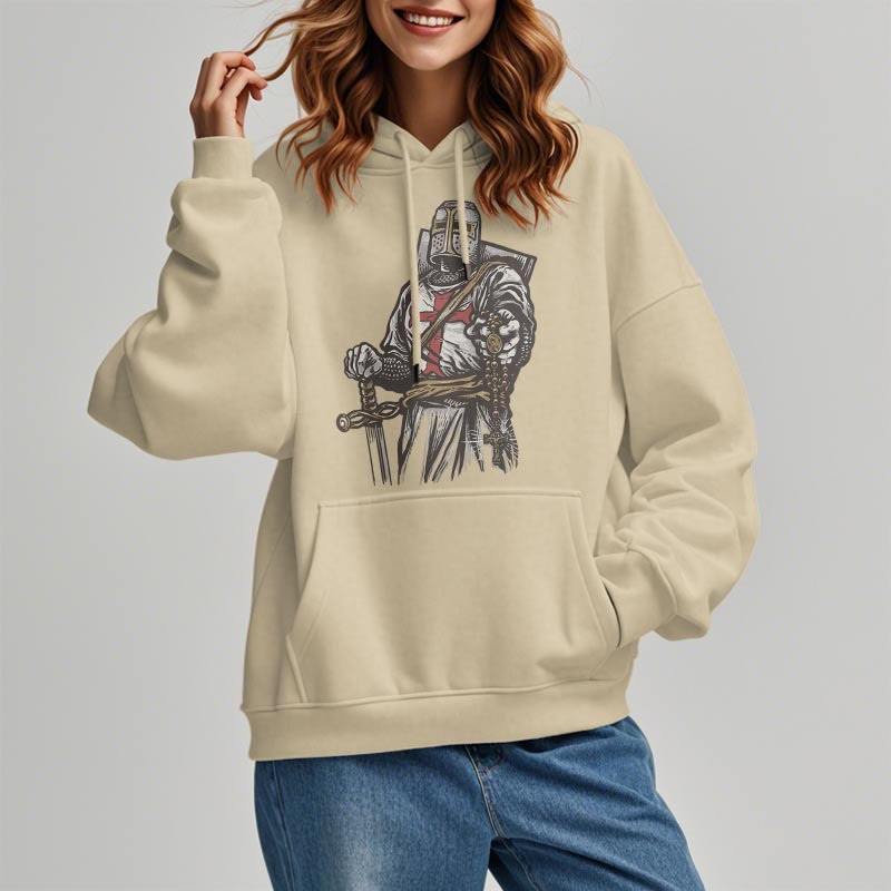 Christianartworkshop Modern Style Crusader's Valor and Faith Fleece Lined Polyester Hoodie - image 9