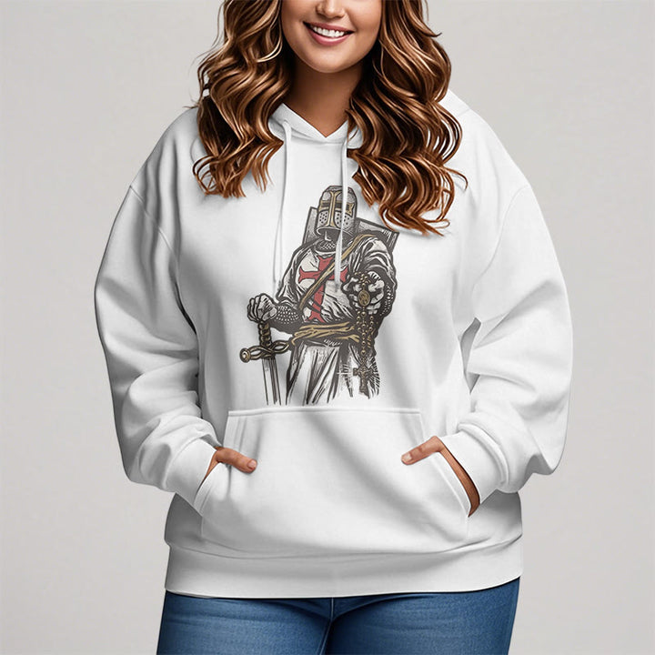 Christianartworkshop Modern Style Crusader's Valor and Faith Fleece Lined Polyester Hoodie - image 3