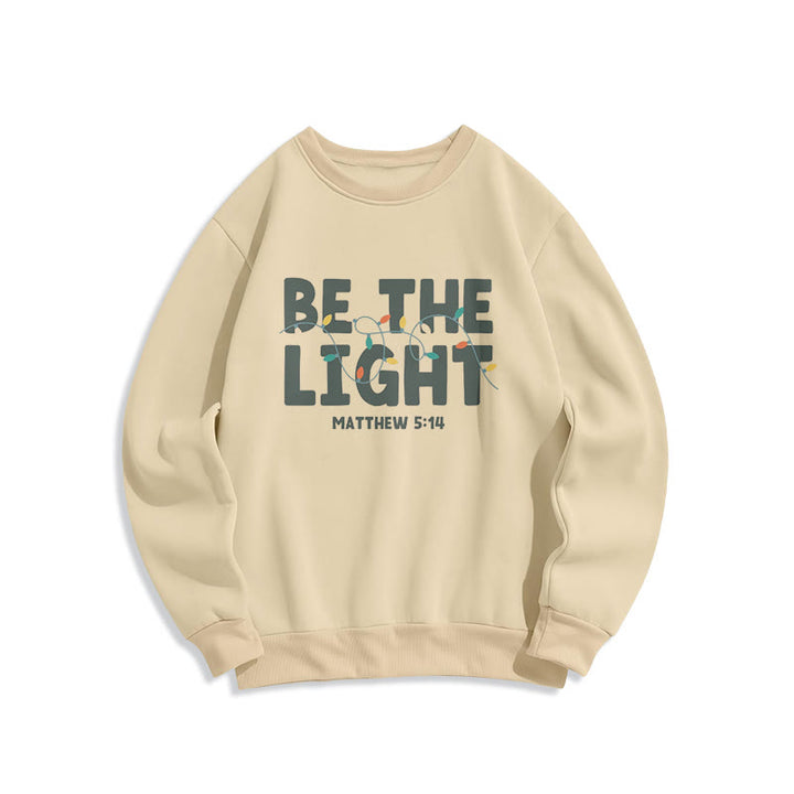 Christianartworkshop Quotation Style Be The Light Fleece Lined Polyester Sweatshirt - Beige - 2XL - image 8