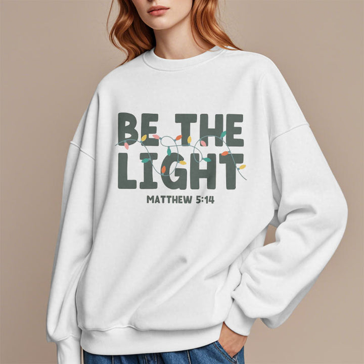 Christianartworkshop Quotation Style Be The Light Fleece Lined Polyester Sweatshirt - image 4