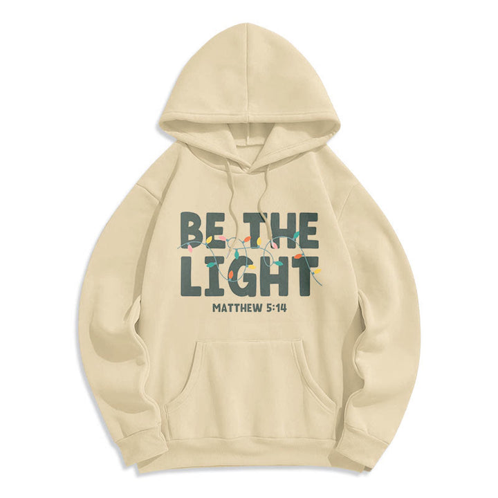 Christianartworkshop Quotation Style Be The Light Fleece Lined Polyester Hoodie - Beige - 2XL - image 10