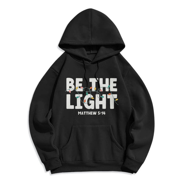 Christianartworkshop Quotation Style Be The Light Fleece Lined Polyester Hoodie - Black - 2XL - image 6