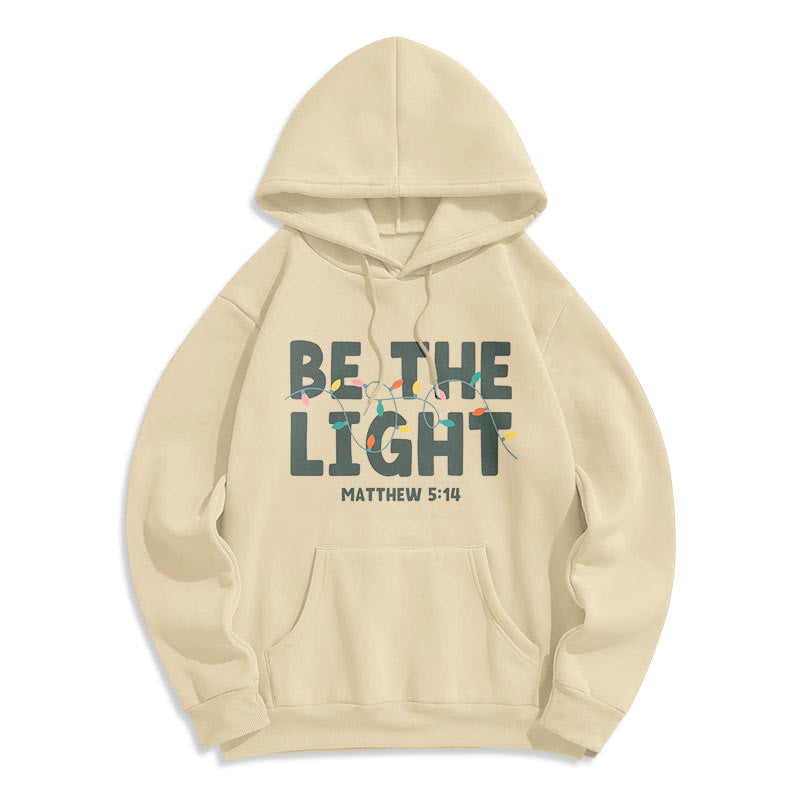 Christianartworkshop Quotation Style Be The Light Fleece Lined Polyester Hoodie - Beige - 2XL - image 10