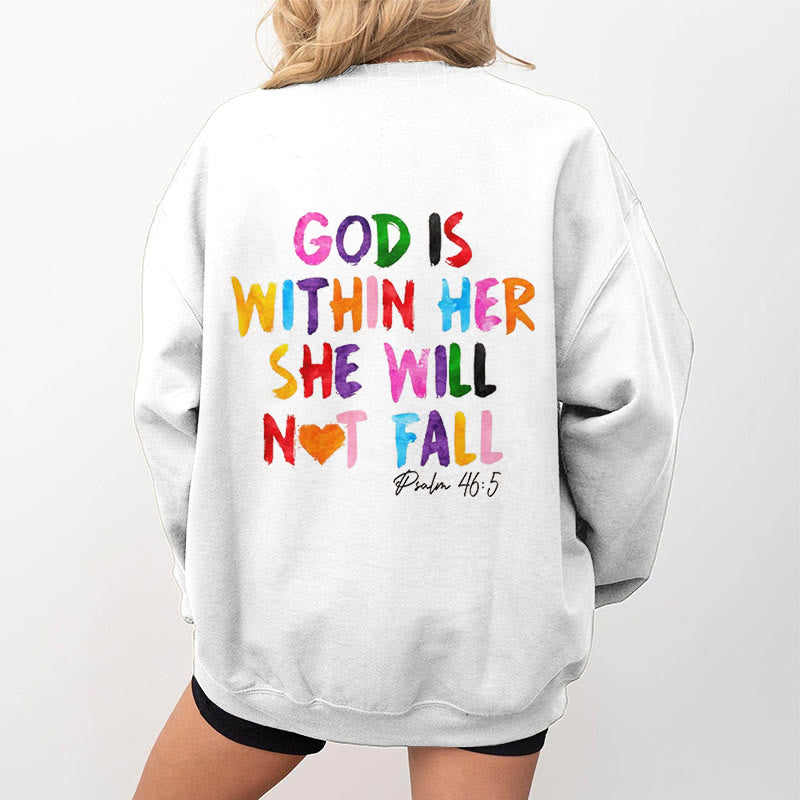 Quotation Style God Is Within Her Fleece Lined Polyester Sweatshirt - image 5