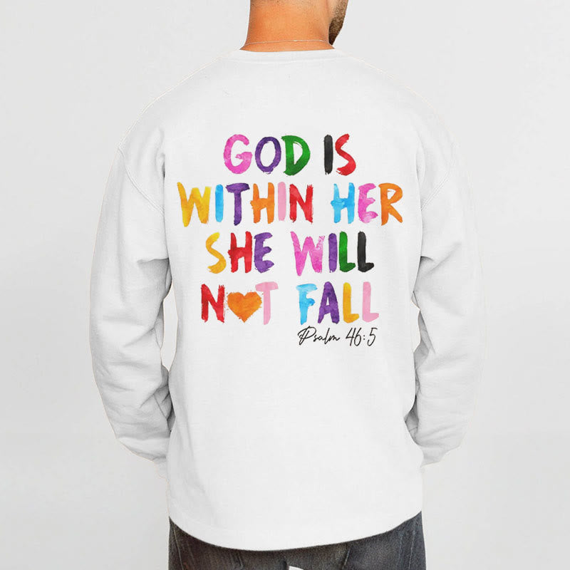 Quotation Style God Is Within Her Fleece Lined Polyester Sweatshirt - image 4