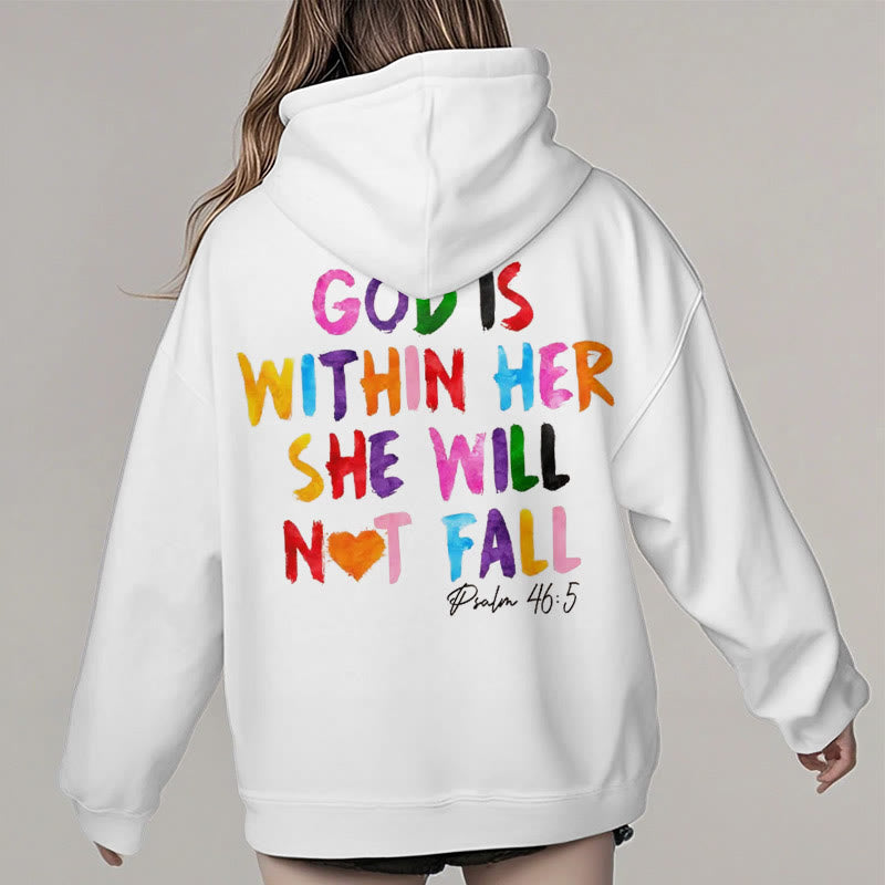 Christianartworkshop Quotation Style God Is Within Her Fleece Lined Polyester Hoodie - image 5