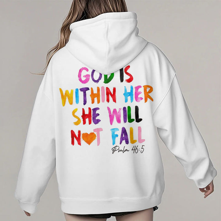 Christianartworkshop Quotation Style God Is Within Her Fleece Lined Polyester Hoodie - image 5