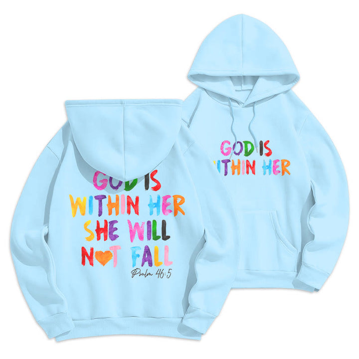 Christianartworkshop Quotation Style God Is Within Her Fleece Lined Polyester Hoodie - image 10