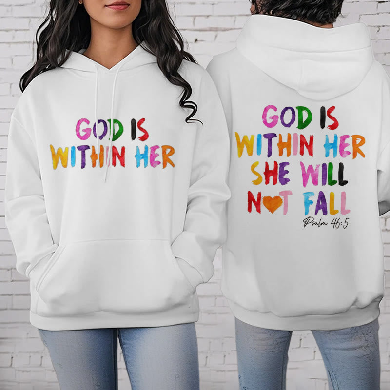 Christianartworkshop Quotation Style God Is Within Her Fleece Lined Polyester Hoodie - image 5