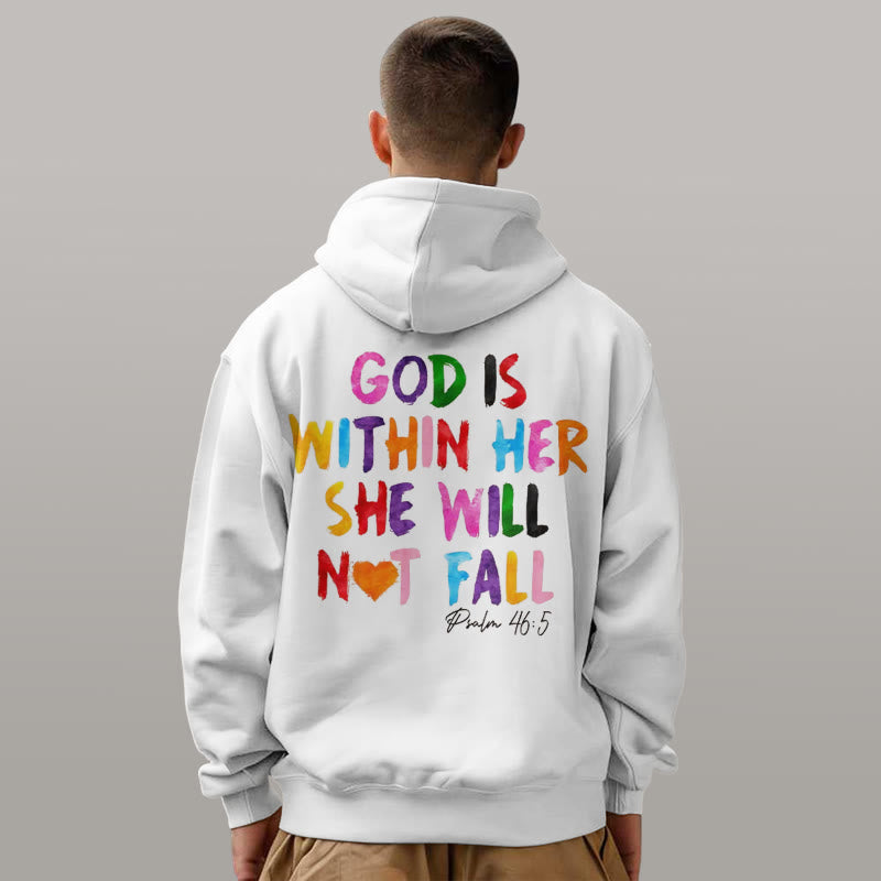 Christianartworkshop Quotation Style God Is Within Her Fleece Lined Polyester Hoodie - image 3