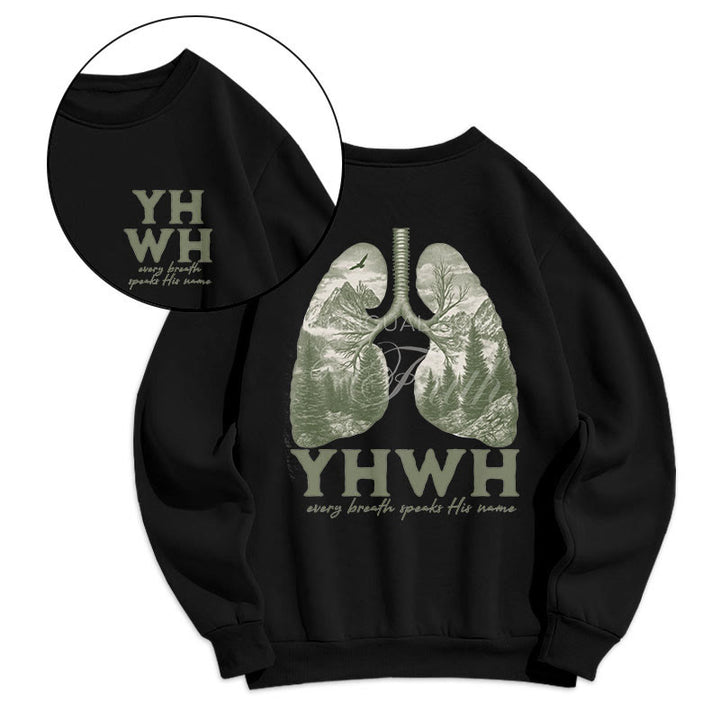 Christianartworkshop Quotation Style Every Breath Speaks His Name Fleece Lined Polyester Sweatshirt - Black - 2XL - image 6