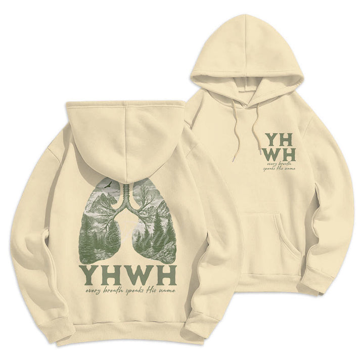 Christianartworkshop Quotation Style Every Breath Speaks His Name Fleece Lined Polyester Hoodie - Beige - 2XL - image 9