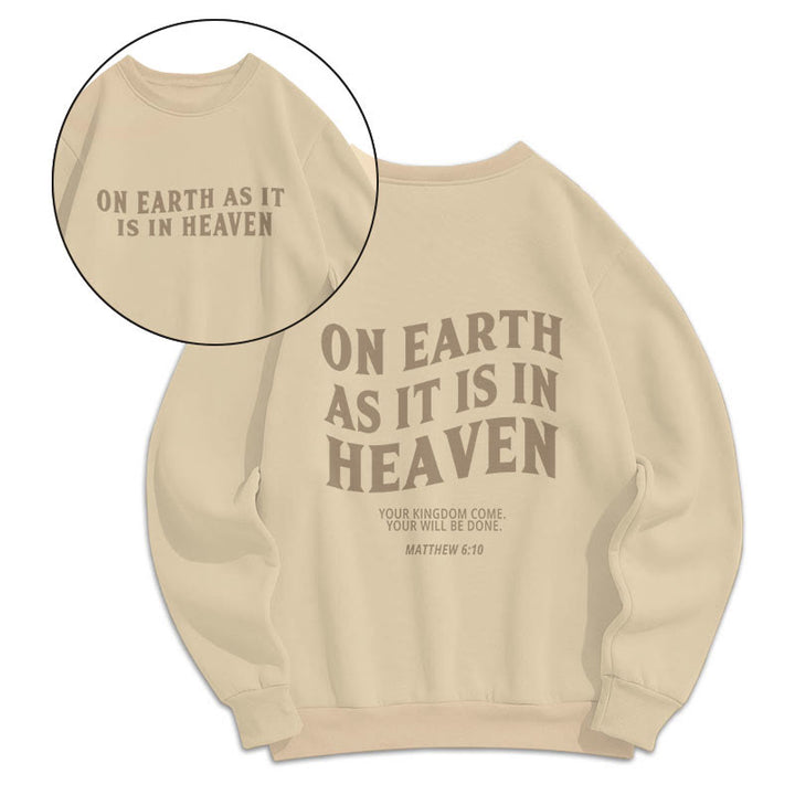 Quotation Style On Earth As It Is In Heaven Fleece Lined Polyester Sweatshirt - Beige - 2XL - image 9