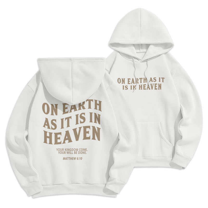 Christianartworkshop Quotation Style On Earth As It Is In Heaven Fleece Lined Polyester Hoodie - White - 2XL - image 8