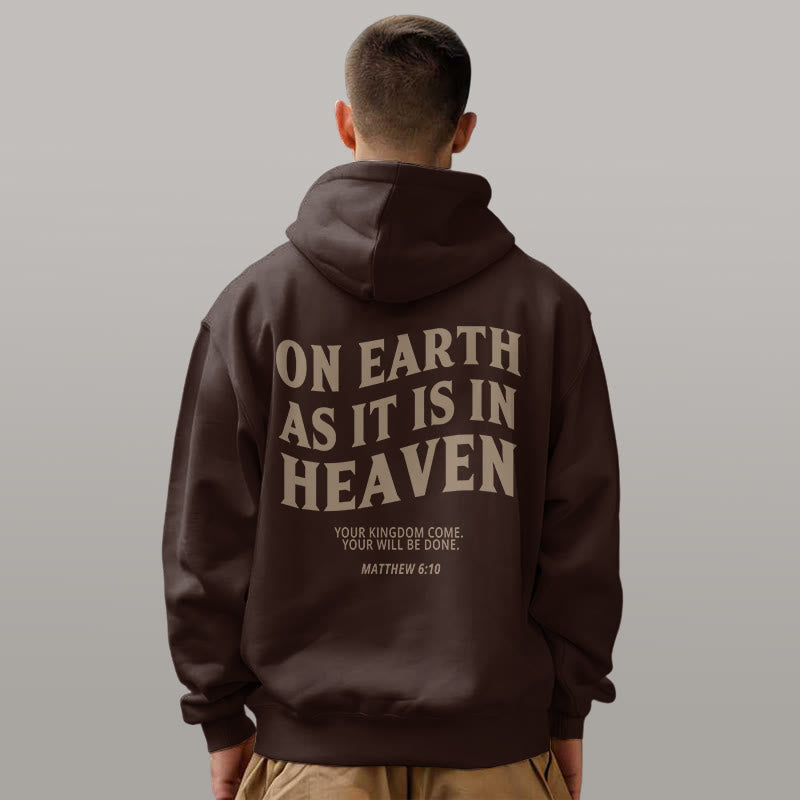 Christianartworkshop Quotation Style On Earth As It Is In Heaven Fleece Lined Polyester Hoodie - image 4