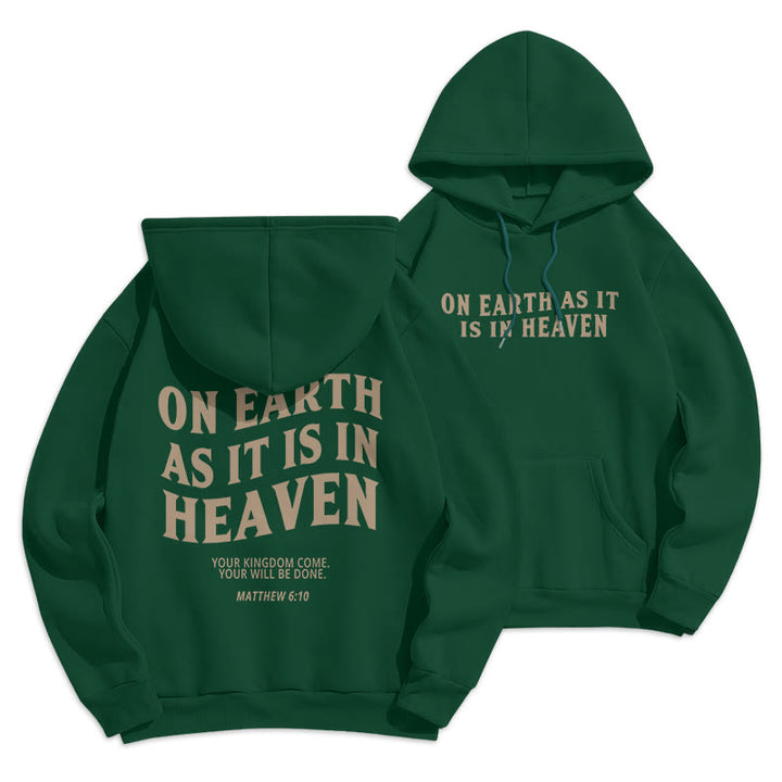 Christianartworkshop Quotation Style On Earth As It Is In Heaven Fleece Lined Polyester Hoodie - Green - 2XL - image 10