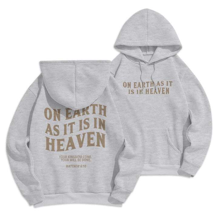 Christianartworkshop Quotation Style On Earth As It Is In Heaven Fleece Lined Polyester Hoodie - image 11