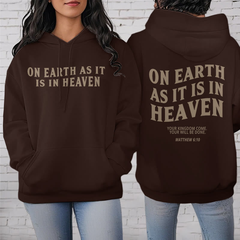 Christianartworkshop Quotation Style On Earth As It Is In Heaven Fleece Lined Polyester Hoodie - image 2