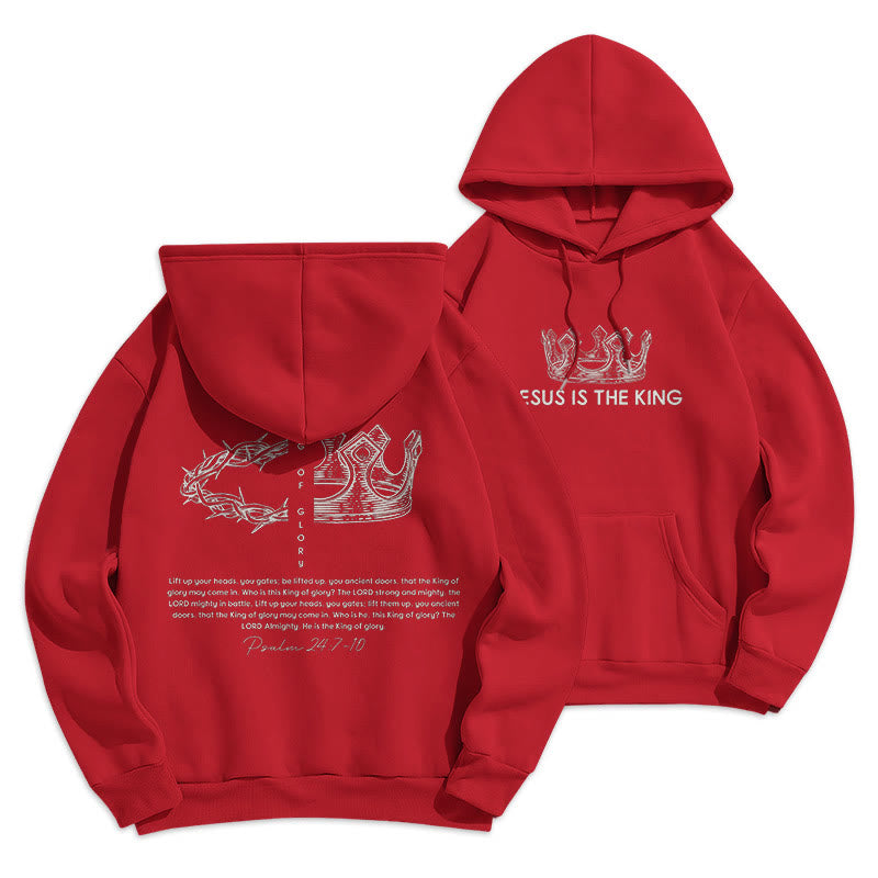 Christianartworkshop Quotation Style Jesus Is The King Fleece Lined Polyester Hoodie - image 13