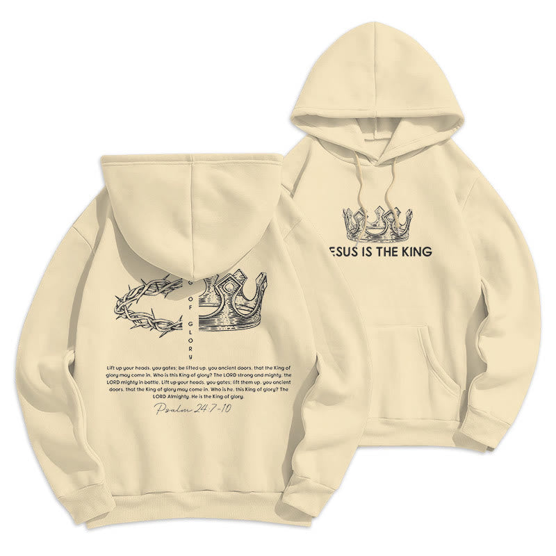 Christianartworkshop Quotation Style Jesus Is The King Fleece Lined Polyester Hoodie - image 7