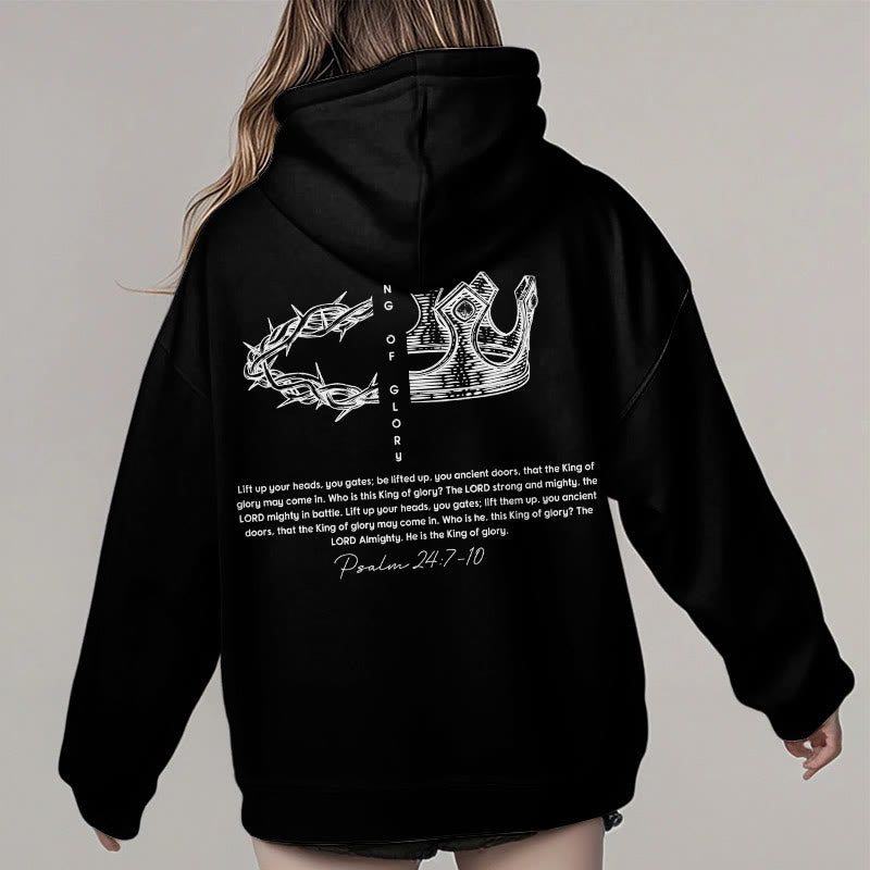 Christianartworkshop Quotation Style Jesus Is The King Fleece Lined Polyester Hoodie - image 3