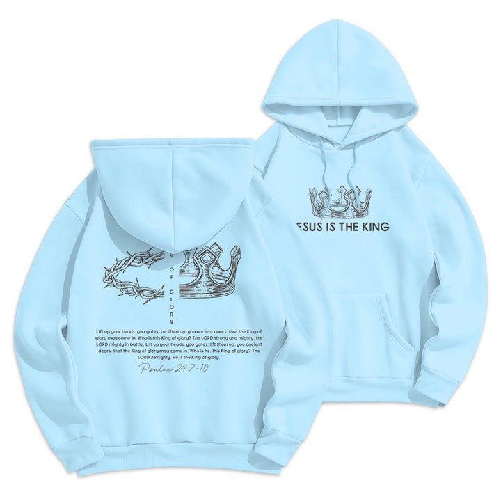 Christianartworkshop Quotation Style Jesus Is The King Fleece Lined Polyester Hoodie - image 10