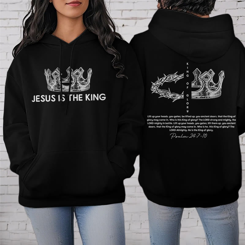 Christianartworkshop Quotation Style Jesus Is The King Fleece Lined Polyester Hoodie - image 2