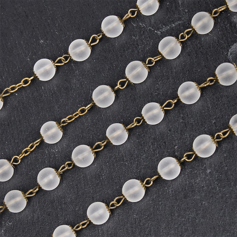 Christianartworkshop Rose & Crucifix of 8 mm Round Clear Glass Alloy Chain Rosary - image 4