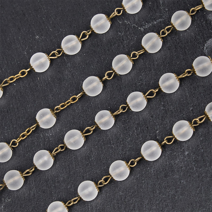 Christianartworkshop Rose & Crucifix of 8 mm Round Clear Glass Alloy Chain Rosary - image 4