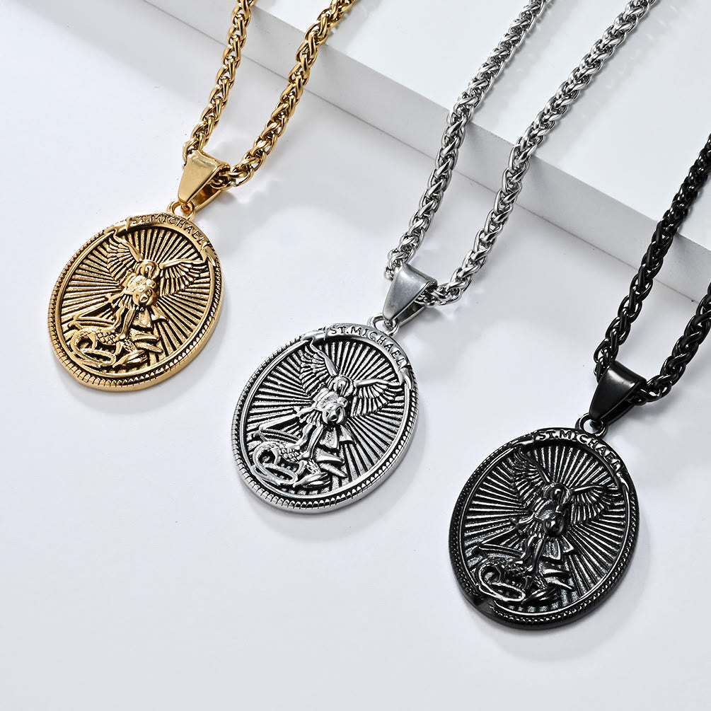 Christianartworkshop Classic Style Saint Michael Archangel Ephesians 6:10 Pendant Necklace - image 0