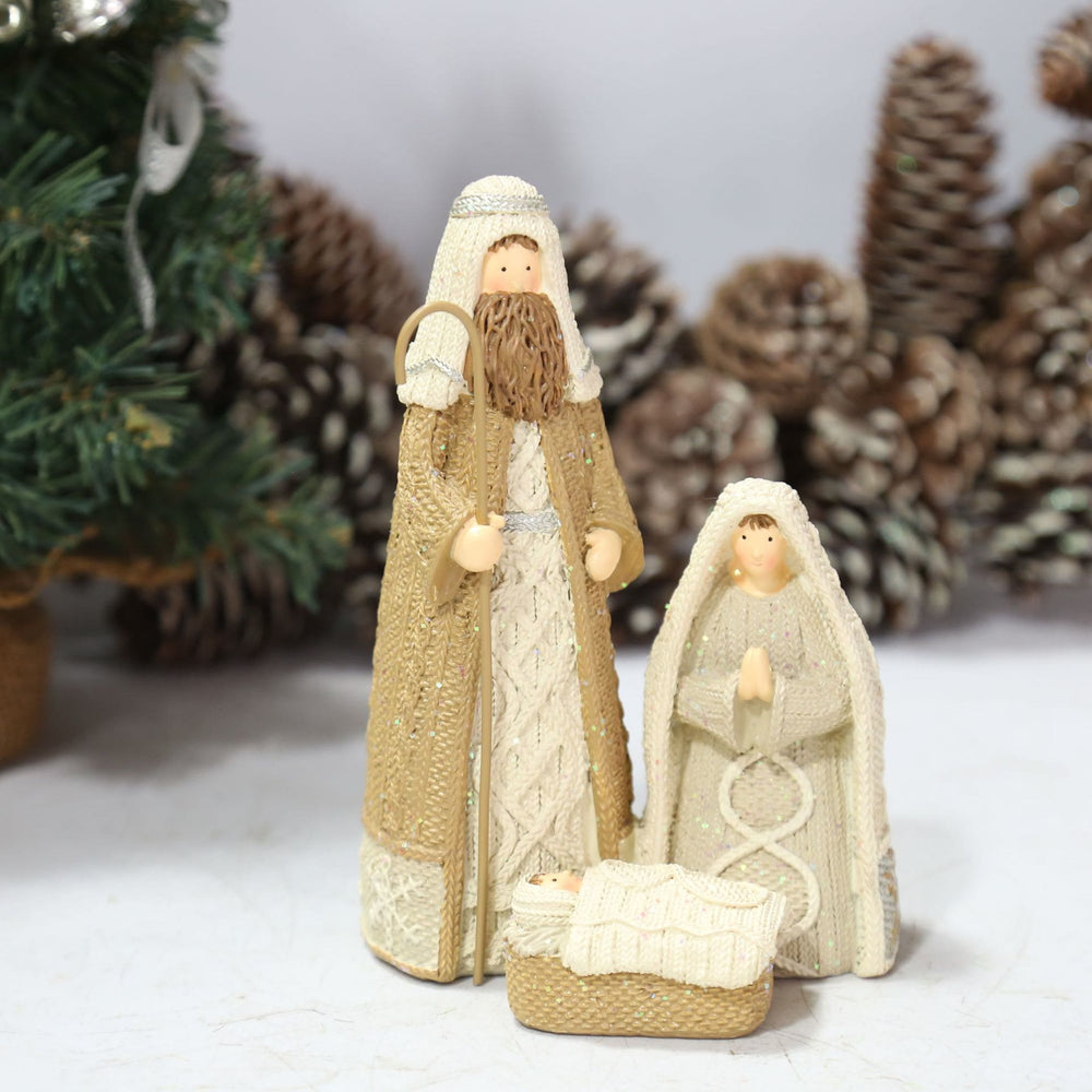 Christianartworkshop Classic Style Resin Knit-Effect Holy Family Figurine Desktop Decorations Ornament - image 1