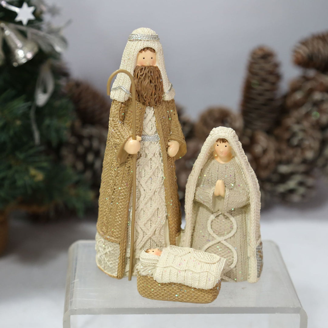Christianartworkshop Classic Style Resin Knit-Effect Holy Family Figurine Desktop Decorations Ornament - Resin - image 0