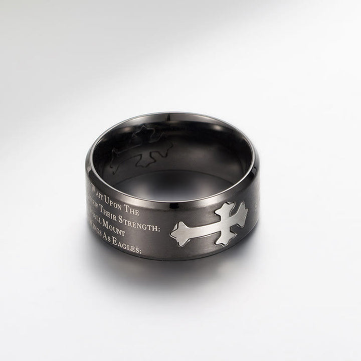 Christianartworkshop Modern Style Engraved Faith Strength Cross Ring - image 4