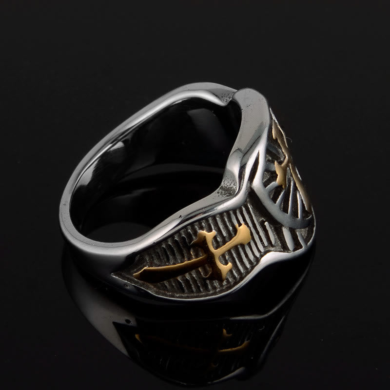 Christianartworkshop Modern Style Shield Cross Divine Protection Ring - image 4